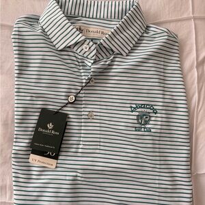 Donald Ross Teal Striped Polo Shirt